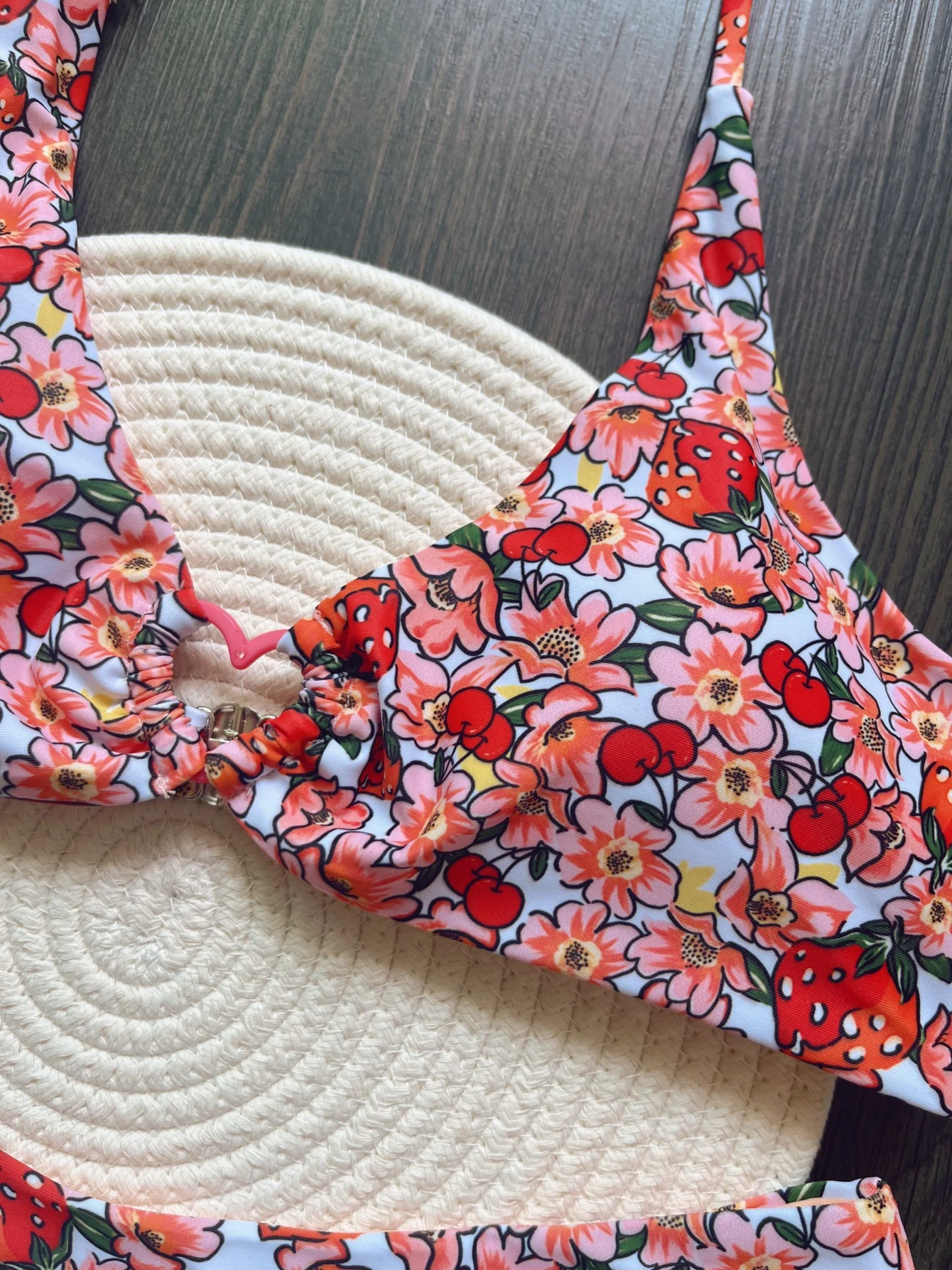 Пикантный комплект бикини женский красный купальник пуш-ап с цветочным принтом