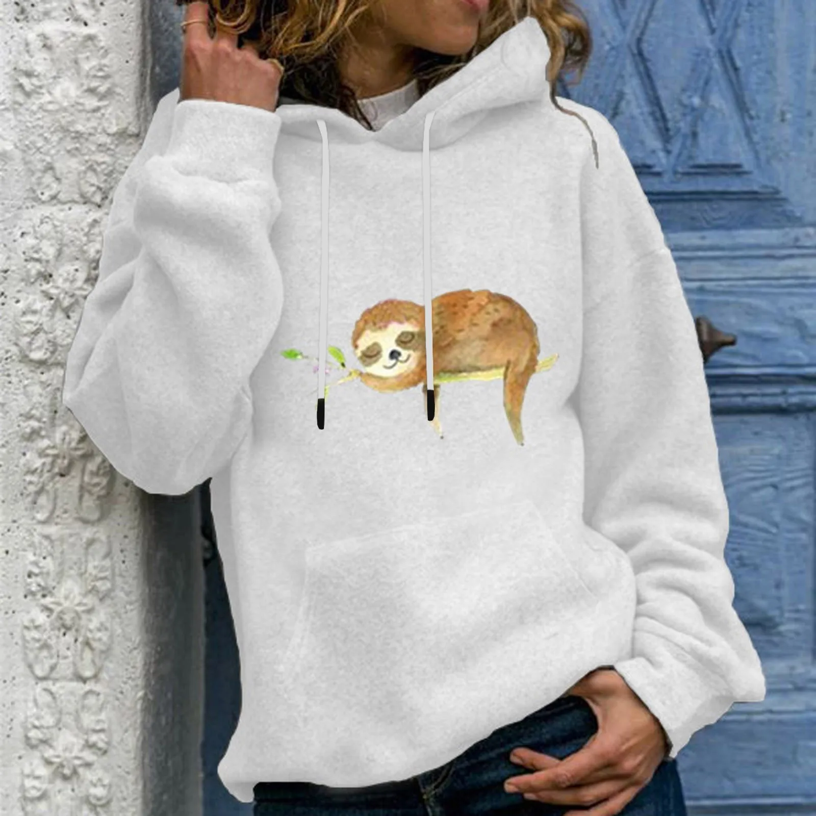 

Sleeve Sweatshirt Long Blouse Casual Ladies Pullover Winter Tops Print Womens Women's Blouse Purple Hoodie for Women