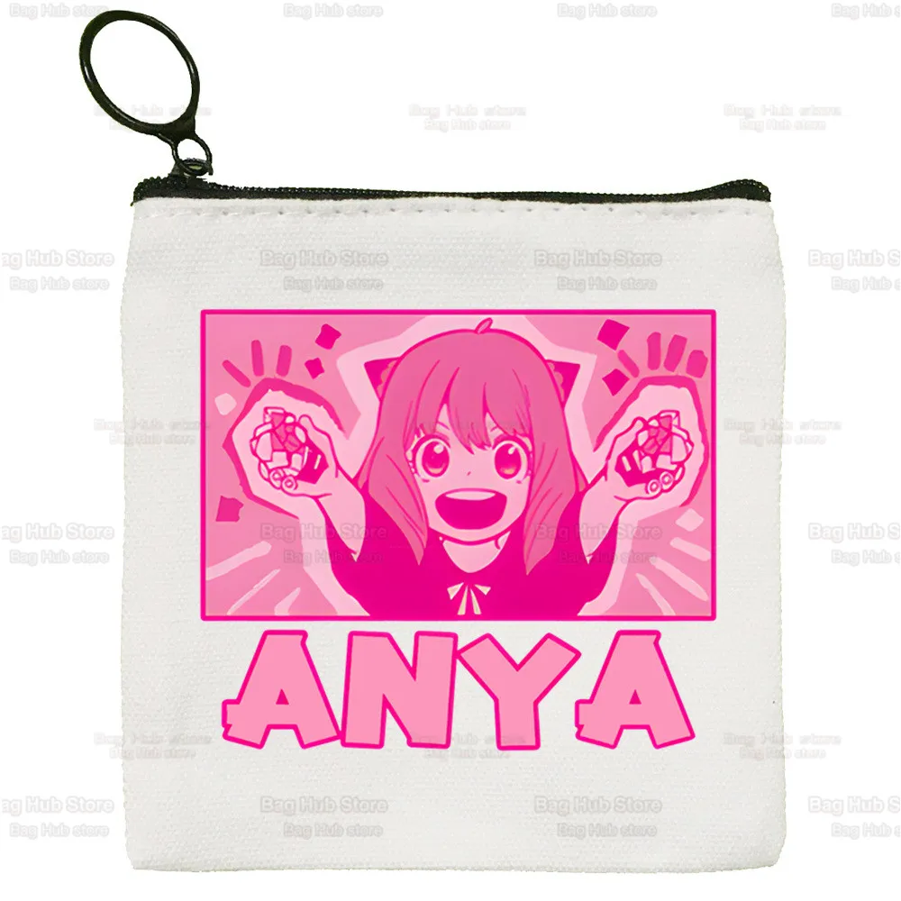Spy X Family Cute Mini Coin Purse Canvas Anime Kawaii Anya Forger Student Wallet Coin Case SPYFAMILY Zipper Hand Female Key Case