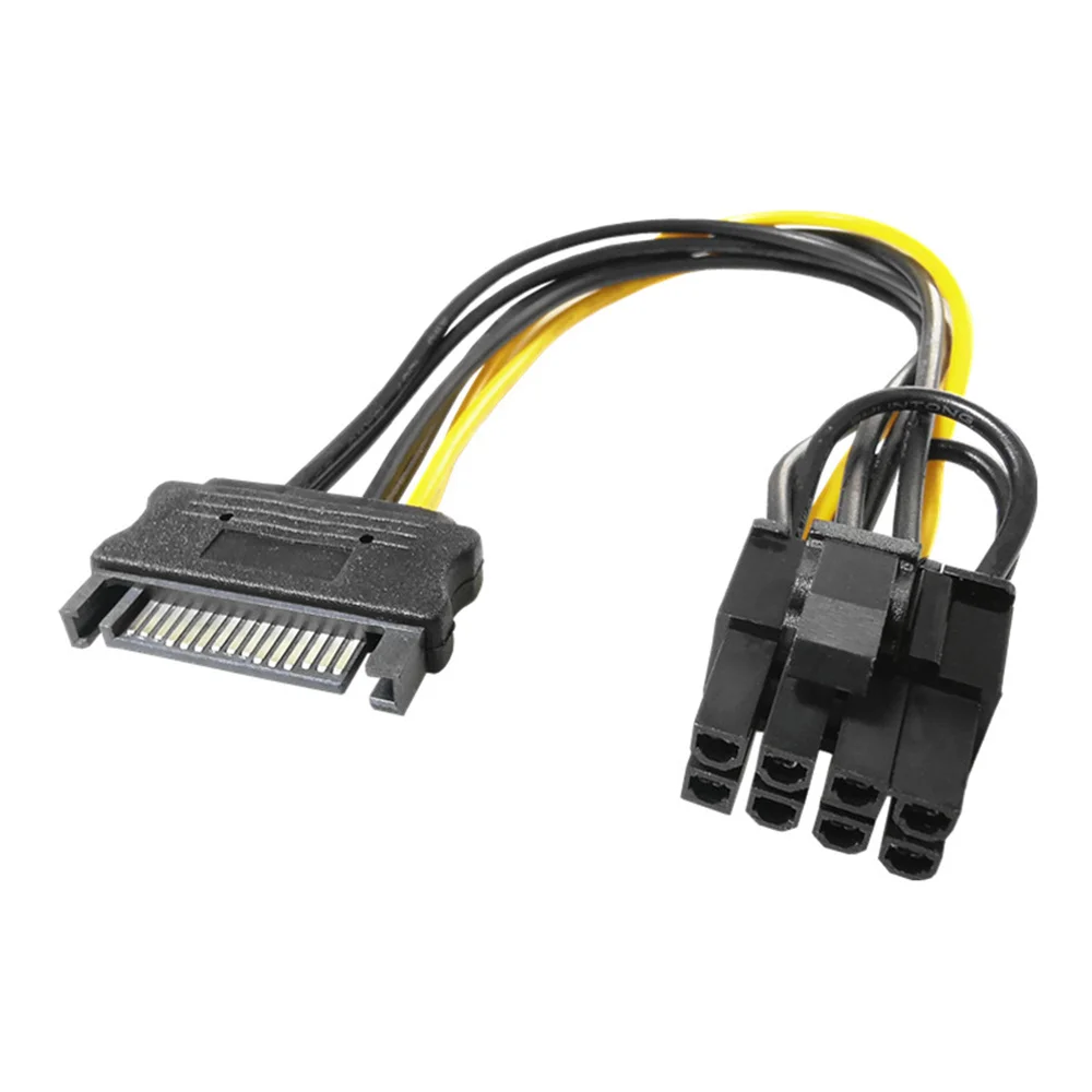 

20cm SATA 15 Pin SATA Male to 8 Pin PCI-E Power Cable 18AWG 15Pin to 8Pin PCIE Cord Wire for Graphics Card Bitcoin BTC ETH Miner