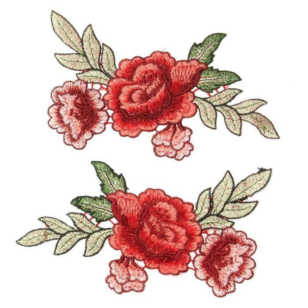 

2 Pieces Embroidered Patches DIY Collar Cloth Art Embroidery Decoration Hand Sewing Fabric Sticker