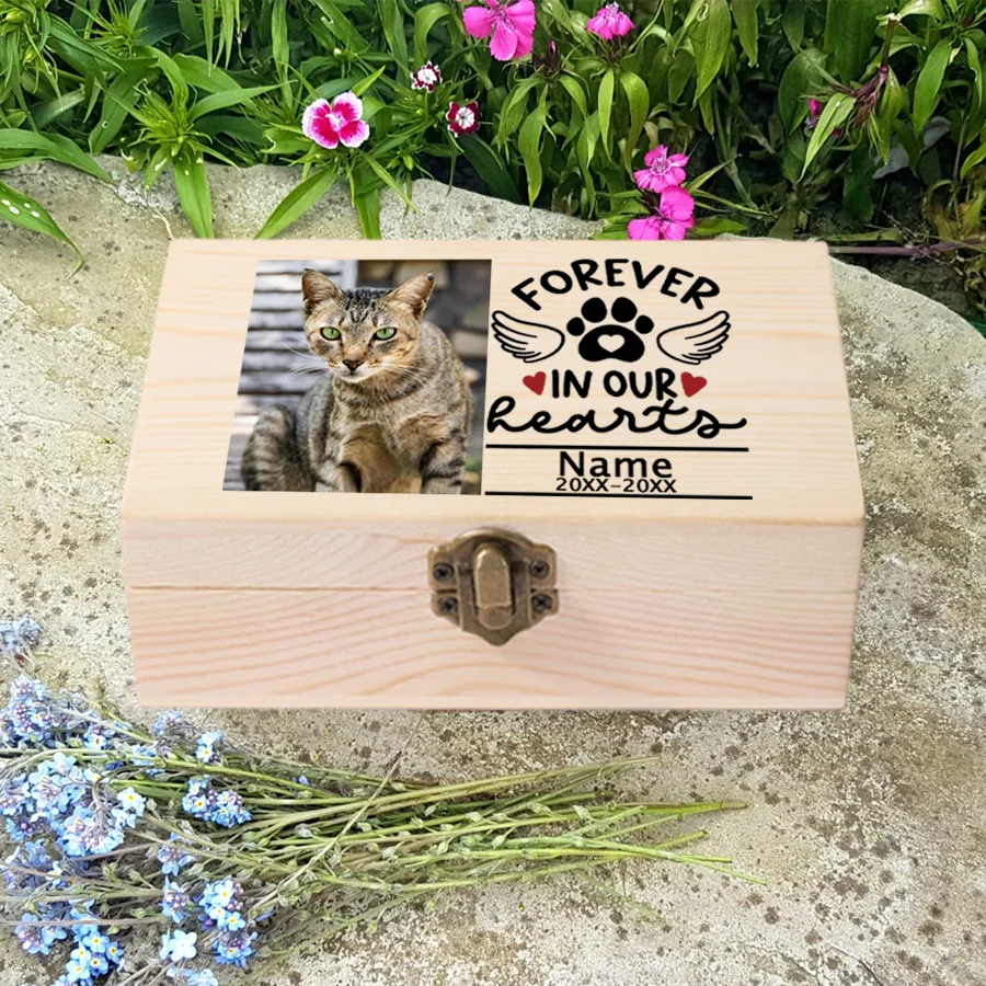 Personalized Pet Urn Customize Name and Date Dog Ashes Custom Funeral Box Pet Remains Wood Box Cremation Cat Ashes Urn Box