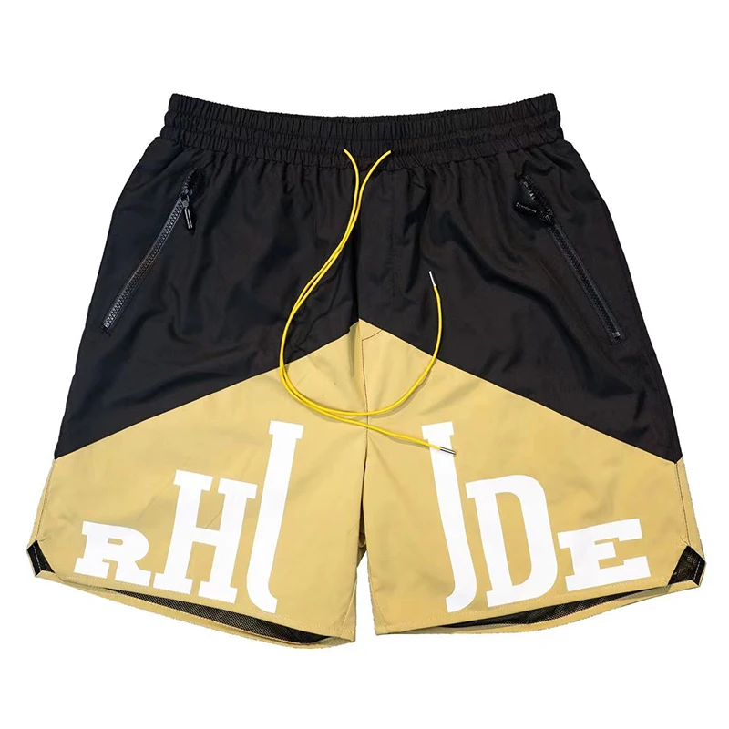 

RHUDE summer high street alphabet print shorts Rhude drawstring hip-hop casual pants beach five-point shorts trendy men