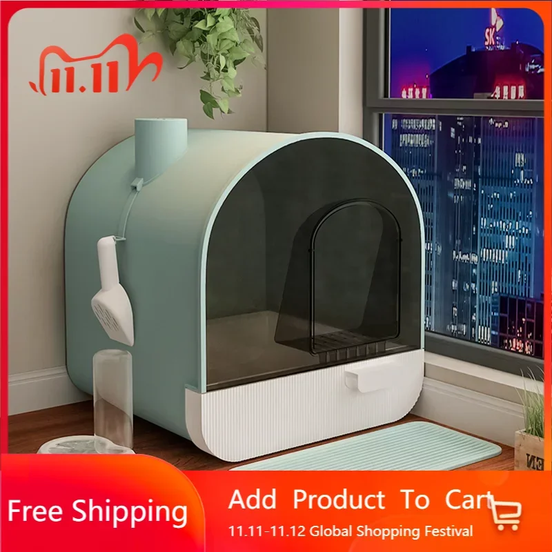 

Enclosure Large Toilet Cat Bedpans Villa Travel Sand House Shovel Cat Bedpans Lid Enclosed Arenero Gato Cerrado Pet Kit Pura