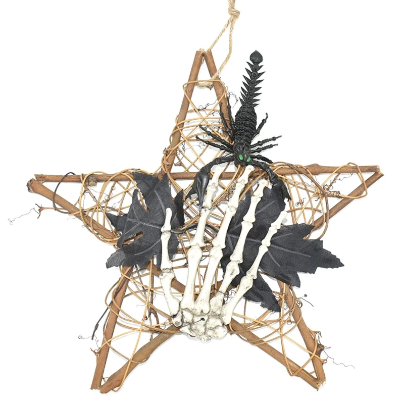 

Для креативной пентаграммы ведьма Тыква ротанговый венок ручной работы фотореквизит для домашнего декора Хэллоуин аксессуары