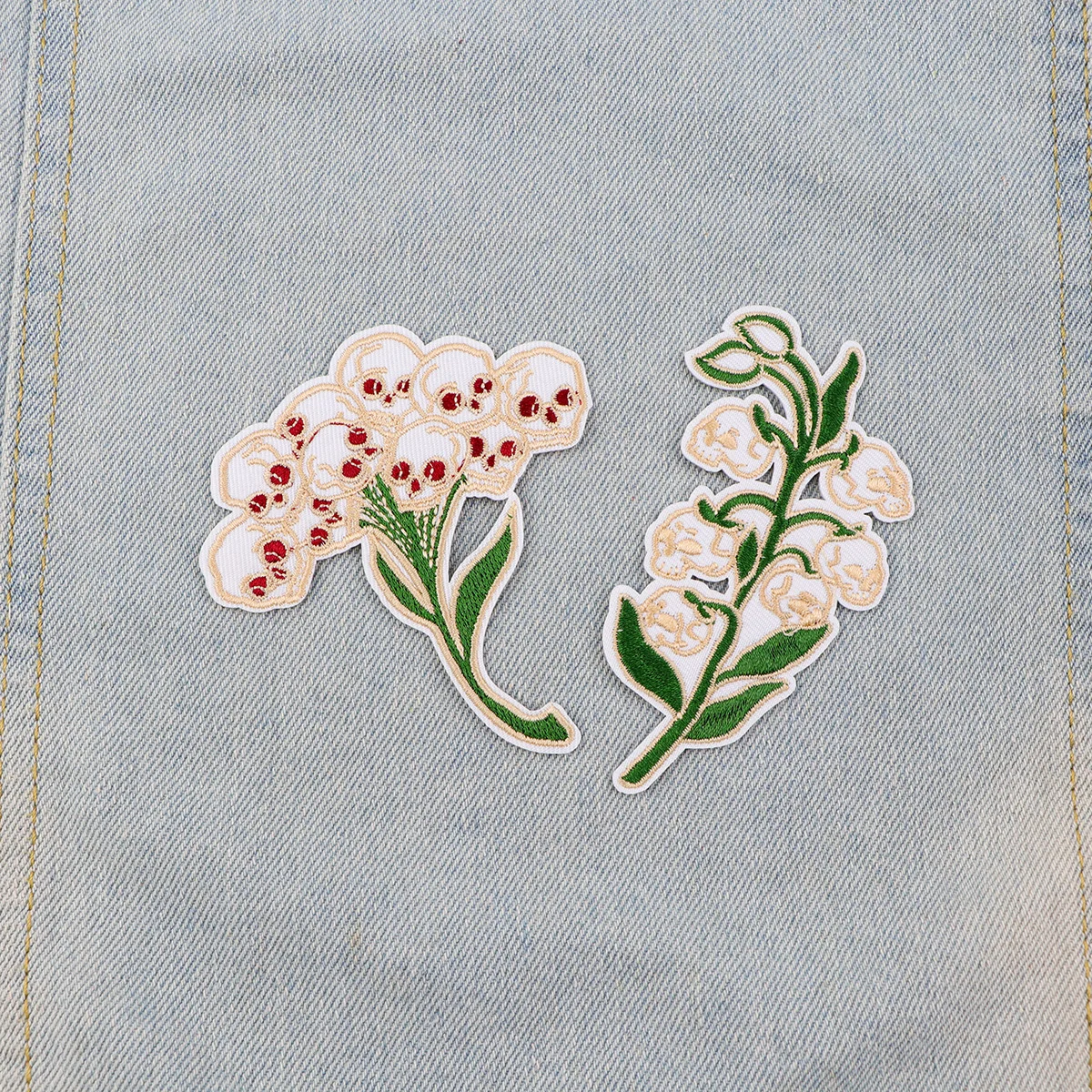 Патчи с вышивкой скелетом и цветами термоклейкие патчи для одежды в стиле панк