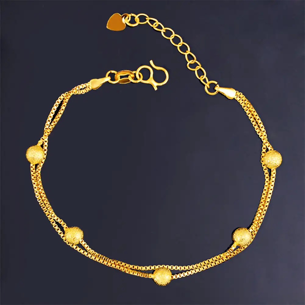 Модный золотистый матовый двухниточный песочный золотой браслет в стиле панк