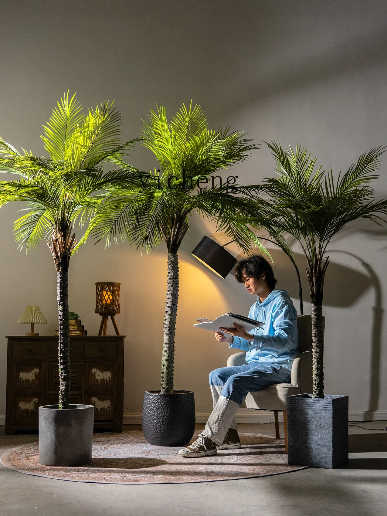 ZC большое имитационное дерево зеленое растение шип Подсолнух Пальма Areca против