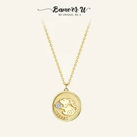 bamoer u 925 sterling silver cute rat coin necklace for women plated gold pendant design original necklaces fine party jewelry