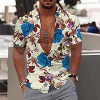 2022 flower shirt trendy men 3d shirt hawaiian shirts men clothes loose mens shirt summer male shirt street casual short sleeve