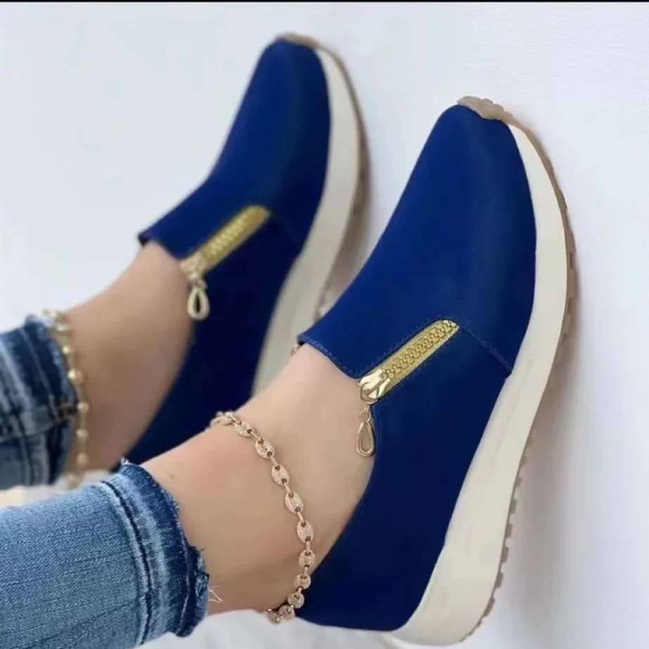 

Women's Platform Sneakers Casual Flats Summer Casual Zipper Design Vulcanized Shoes Fashion Tennis Footwear Zapatillas Mujer