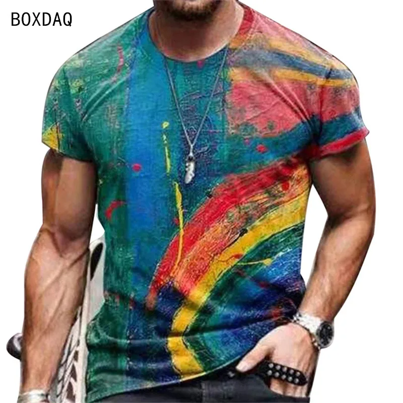 

Футболка мужская оверсайз, стиль 2022, летняя повседневная Универсальная футболка в стиле Харадзюку, Мужская футболка с 3d-рисунком масляной ж...