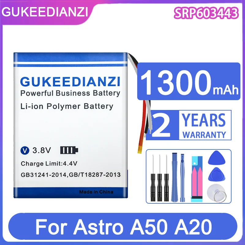 

GUKEEDIANZI Replacement Battery SRP603443 1300mAh For Astro A20 A50 Bateria