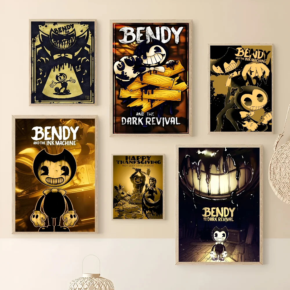 B-Bendy A-And The L-Ink M-Machine самоклеящийся художественный постер белая бумага принты