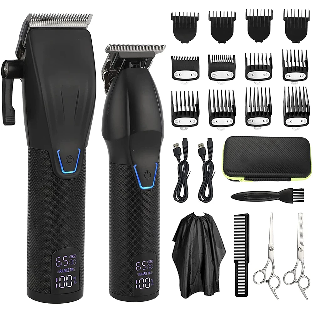 

2-pcs/Set Professional Hair Clipper For Men Barber Cordless Electric Clipper Trimmer 0mm Baldhead Clippers Hair Cutting Machine