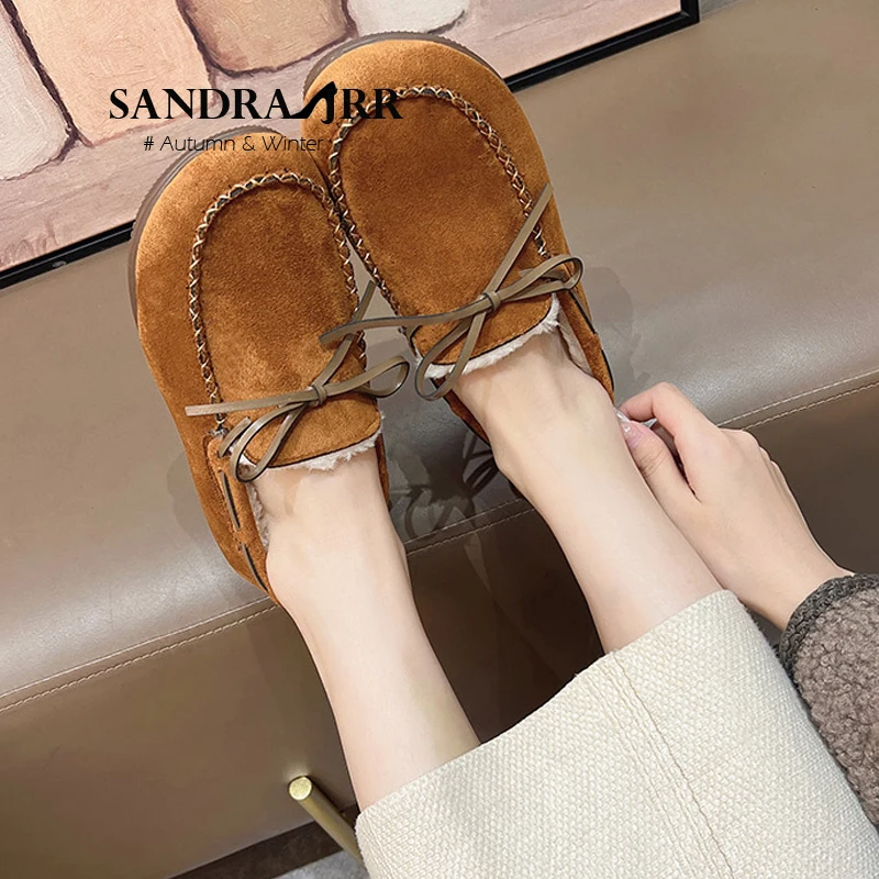 

Сандра JRR женская зимняя обувь теплые хлопковые повседневные туфли на плоской подошве с круглым носком без шнуровки домашняя обувь