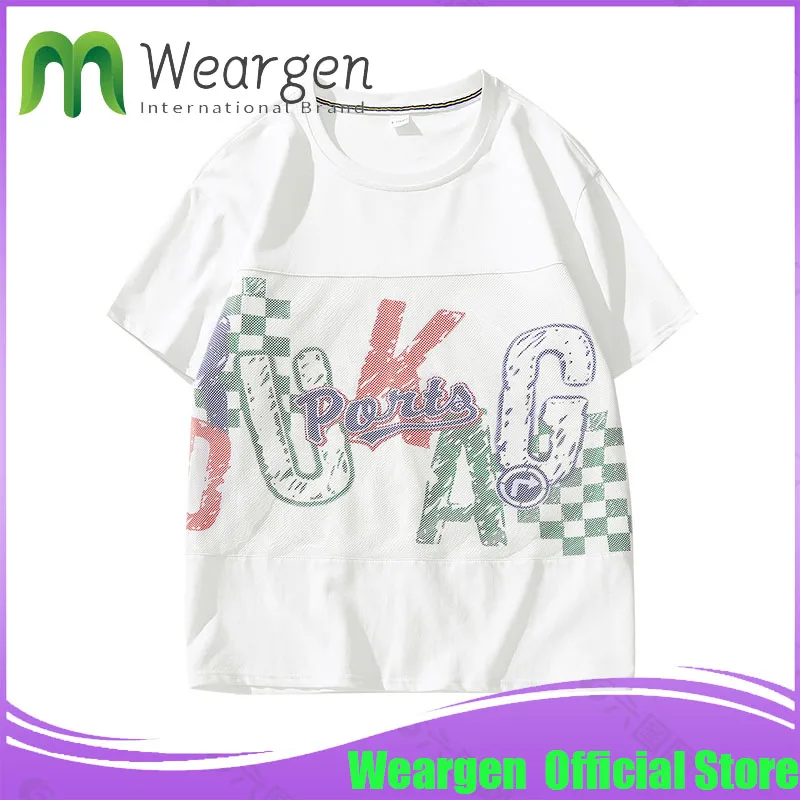 

Летняя новая хлопковая белая однотонная футболка Weargen 2022, Мужская Повседневная Базовая футболка с круглым вырезом, мужские высококачествен...