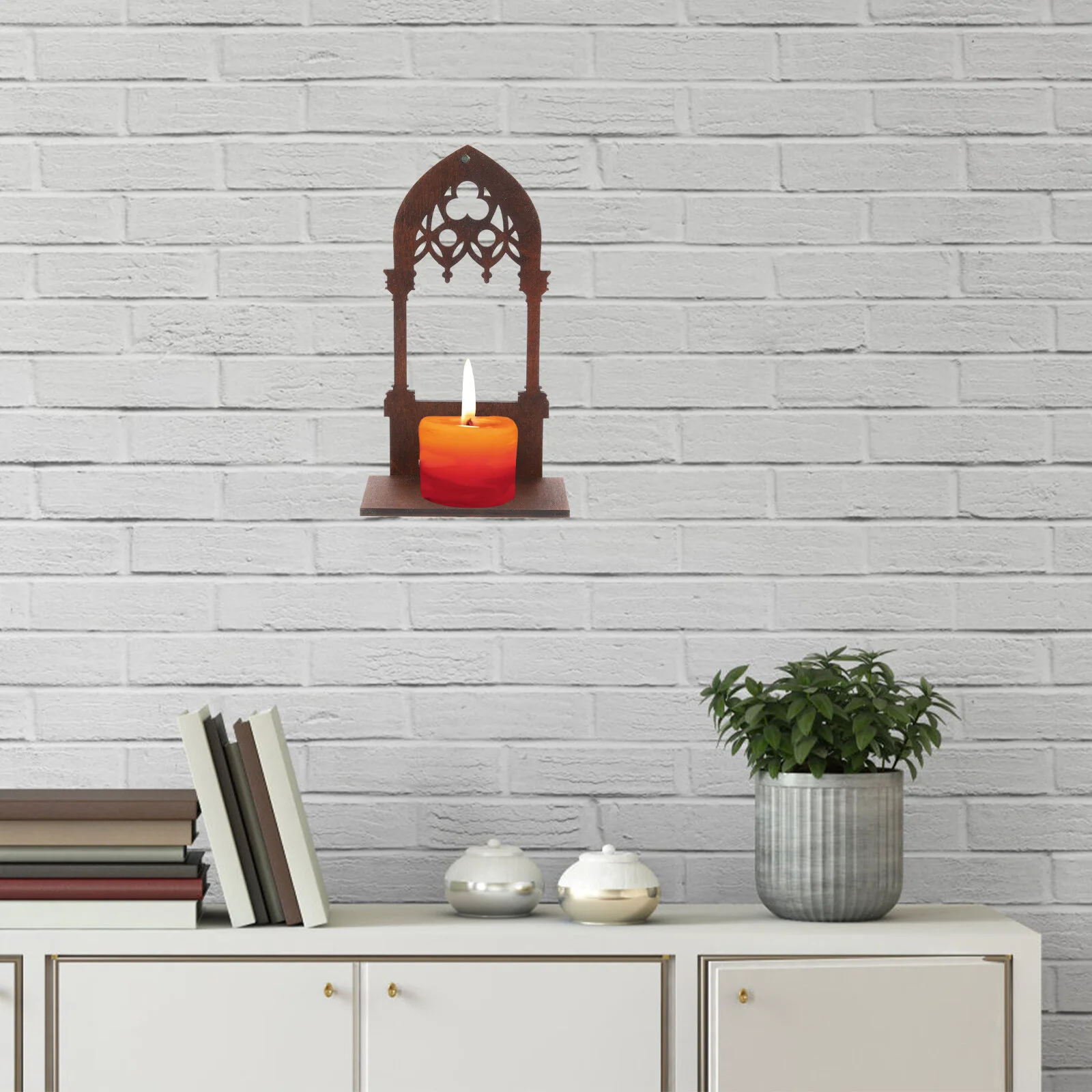 

Black Taper Holder Portable Wall-mounted Stands Pillar Candles Wood Desktop Candlestick