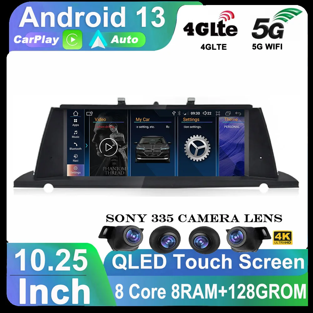 10 25-дюймовый Android 13 для BMW 5 серии f10 GT F07 2009-2017 автомобильный радиоприемник