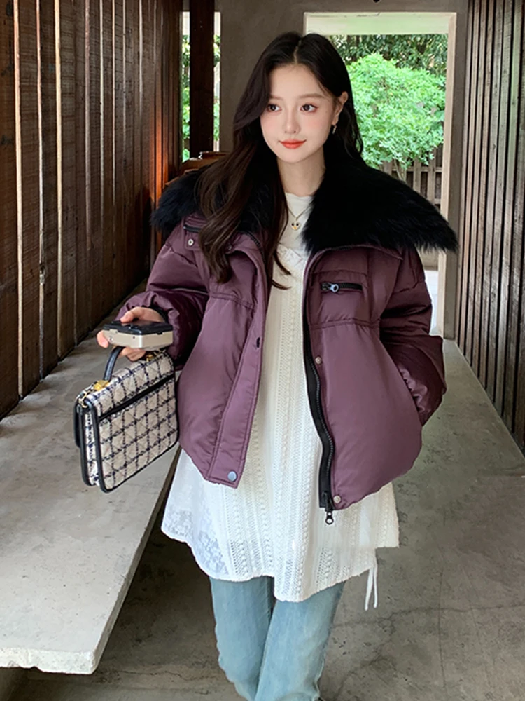 2024 новая модная женская зимняя теплая короткая куртка на гусином пуху парки с