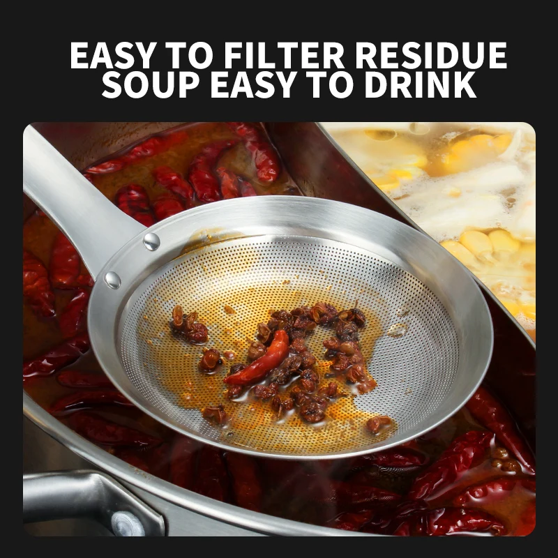 

Wholesale Kitchen Multi-functional Filter Spoon Stainless Steel Fine Mesh Wire Oil Skimmer Strainer Fried Food Net Filter Coffee