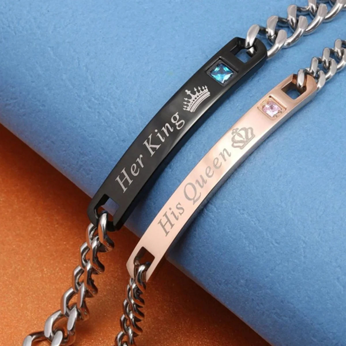 

EurAmerican WISH Valentine's Day Bracelet His Queen Her King Zirconia-encrusted Couple Bracelet Fashion Beautiful Personality
