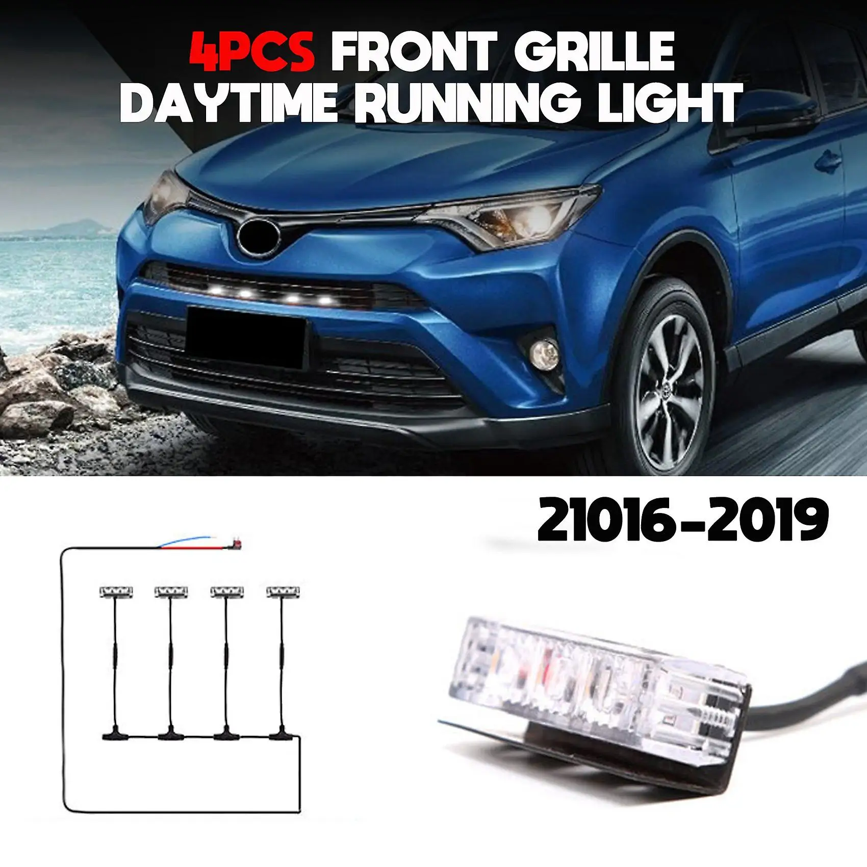 Светодиодные решетчатые светильники 4 шт. для Toyota Rav4 2016 2017 2018 2019