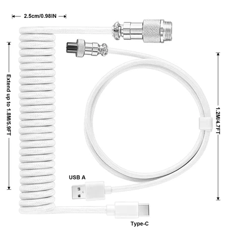 NNBILI Механическая клавиатура кабель-авиатор USB Type-C