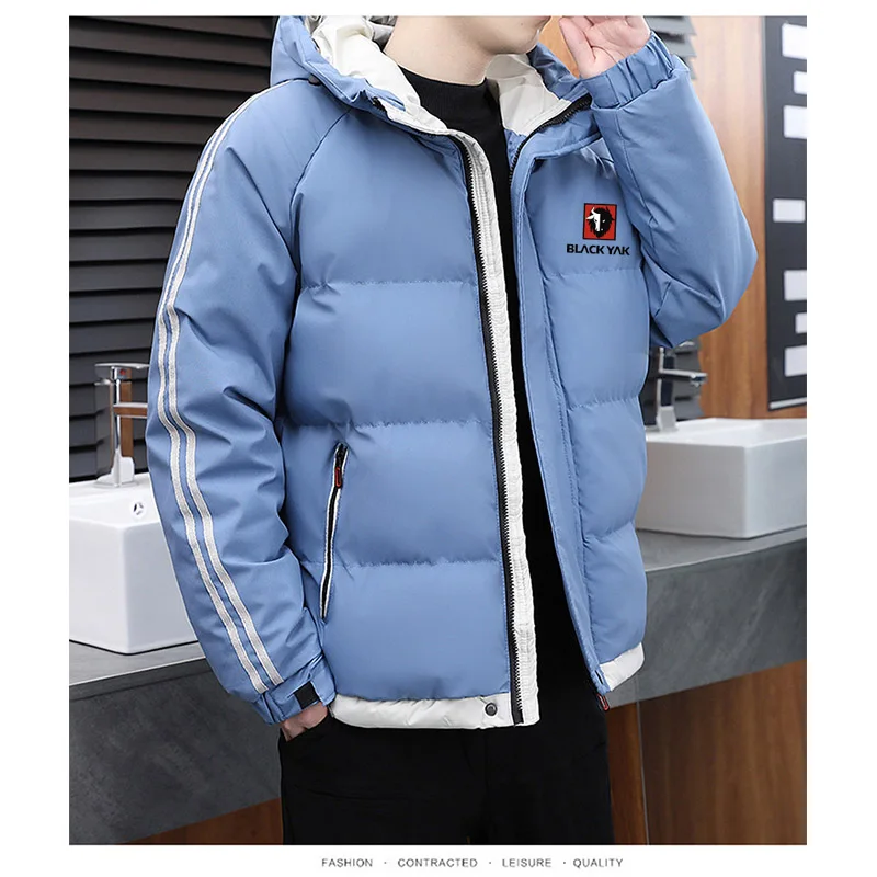 BLACKYAK Men Jacket Parka Print Men Winter Oversize Windbreaker Streetwear Harajuku Padded Jacket Coat Warm Outwear Hipster