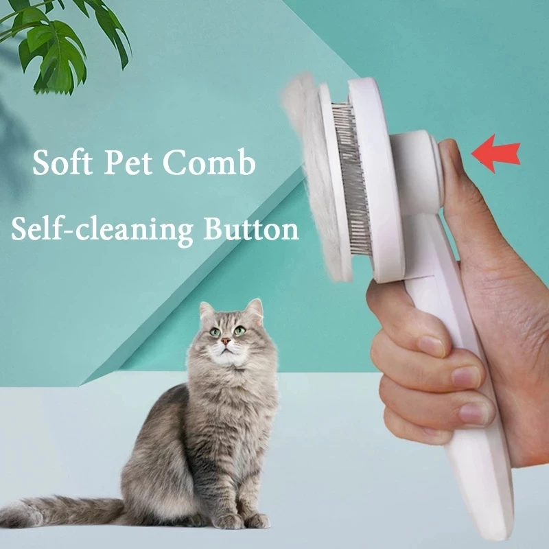 

Dog Brush Pet Hair Remover Comb Self Cleaning Dog Hair Grooming Tool Reusable Removes Pet Hairs Brushes Cats Accessories