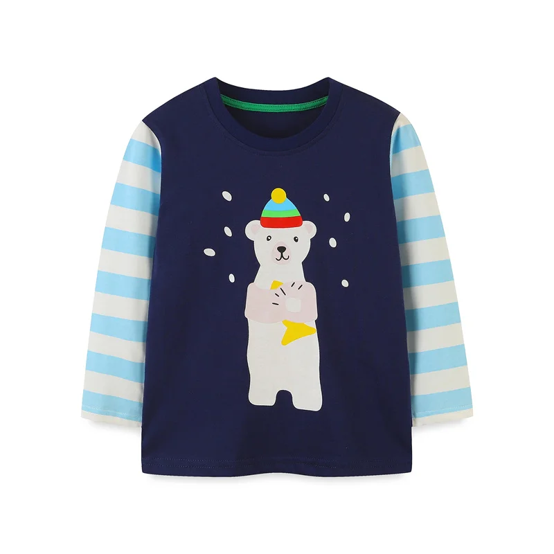 

Zeebread New Autumn Spring Boys Girls T shirts With Caterpillar Embroidered Stripe Fashion Letters Kids Cotton Clothes Kids Tops