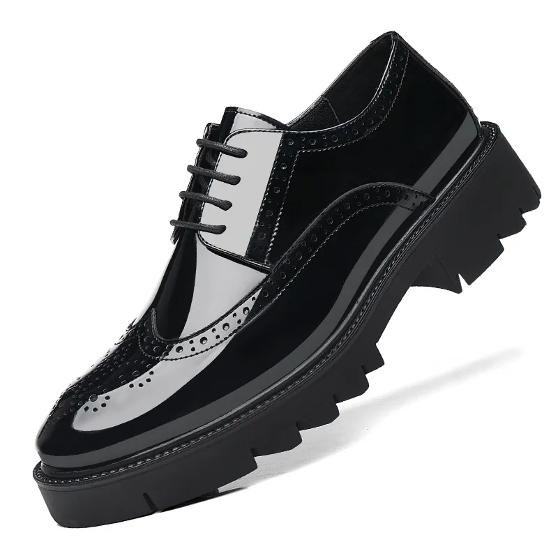 

italian brand designer mens shoes casual business wedding formal dress black tide carved brogue shoe platform footwear chaussure