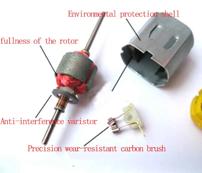 Карбоновая щетка с двойным длинным валом 6-12 В постоянного тока 8000 об./мин. Мини