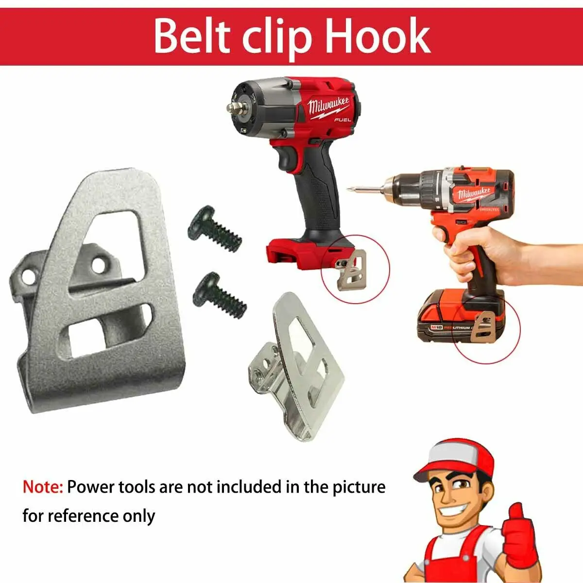 Клипса для ремня для 2604-20 компактного безщеточного перфоратора 1/2 дюйма, 2653-20 гексагональной отвертки, 3/8-дюймового квадратного ударного гайковерта, крюк для крепления на кронштейн.
