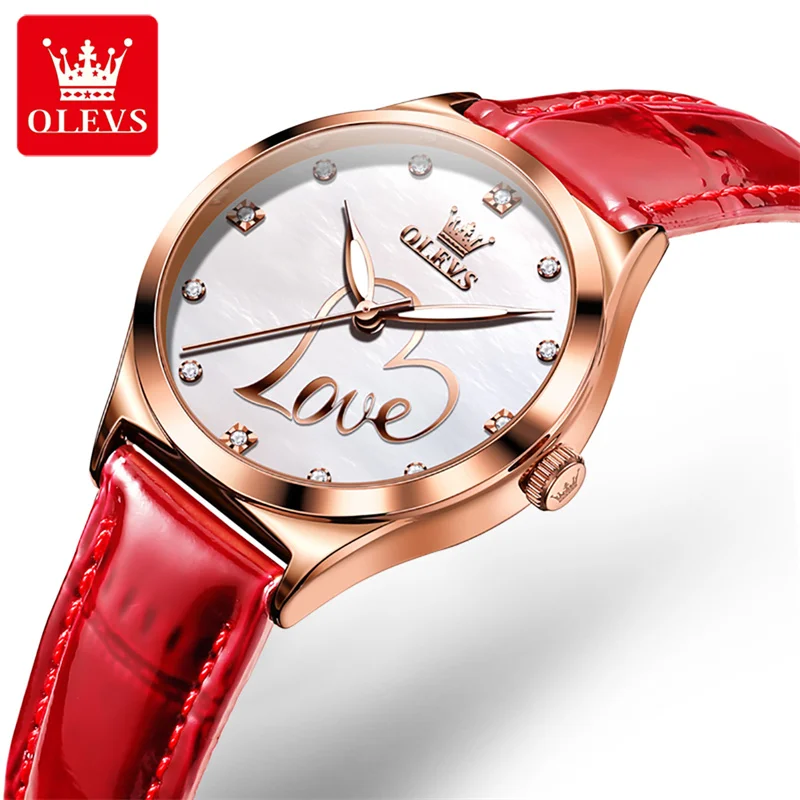 OLEVS Women Watch Watch Heart Shaped WristWatch Fashion Ladies Leather Watch Clock for Women Relogio Feminino Montre Femme