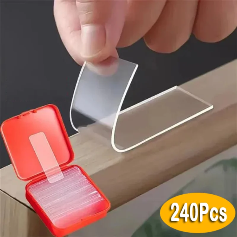 

Strong Double Wall Tape Tapes Sided 10/60/120/180/240pcs Adhesive Transparent Strip Non-marking Waterproof Stickers Sticker