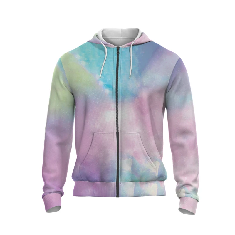 2023 Spring and Autumn 3D Print Graffiti Color Pattern Zip Hoodie Men's and Women's Street Hip Hop Casual Trend Pullover