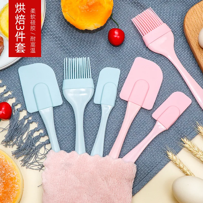

Set of 3 Kitchen Utensils Cooking Supplies Multifunctional Cake Spatula Silicone Oil Brush Baking Tools DIY