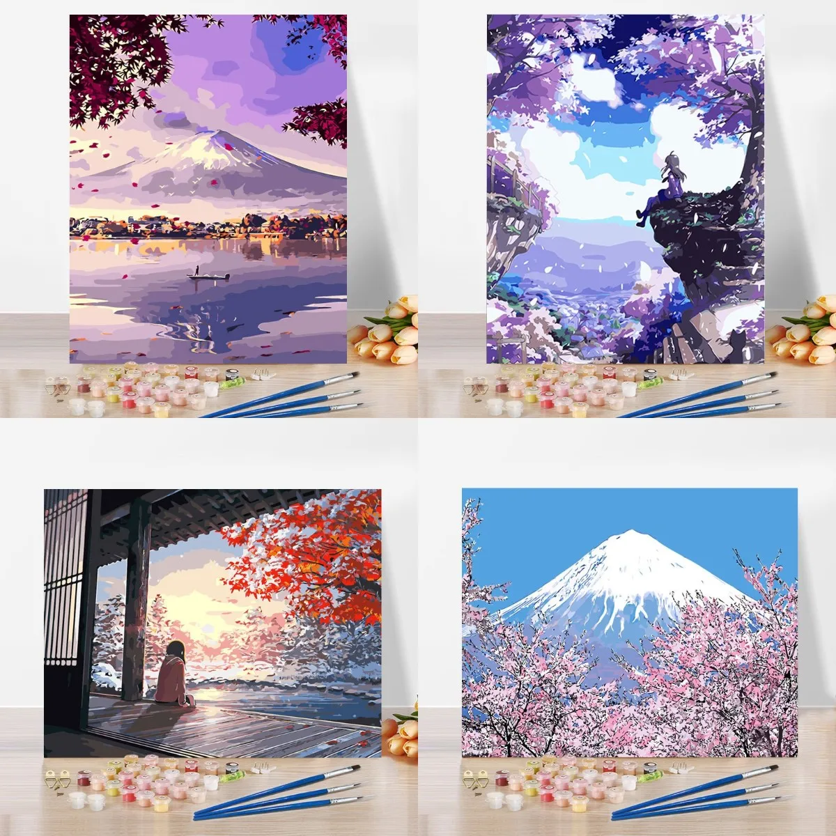 Fuji Mountain Painting By Numbers For Adults Kids Kits Hand Painted Drawing Canvas DIY Oil Coloring Paint Picture By Numbers