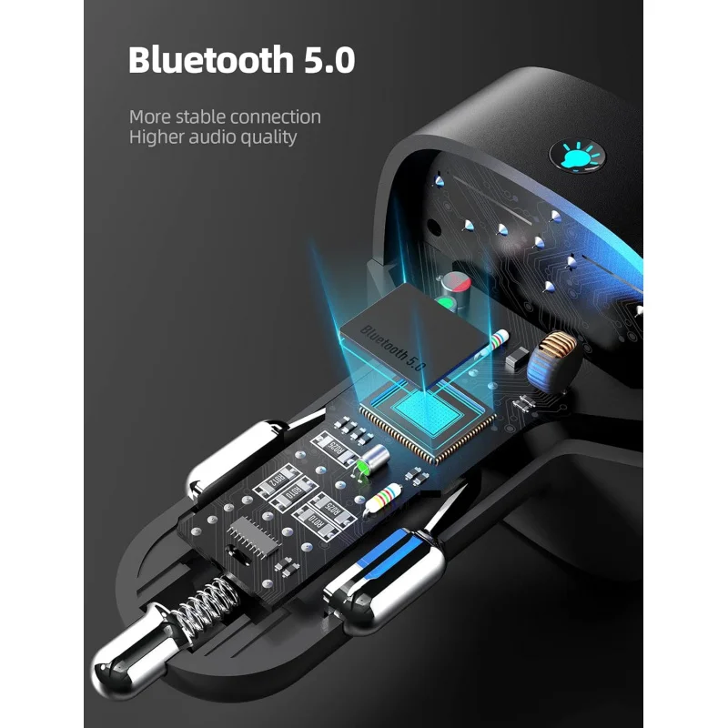 FM-передатчик Nulaxy, адаптер Bluetooth с двойным зарядным устройством USB, беспроводное радио, автомобильный комплект, MP3-плеер, поддержка TF-карты и (art.: 3920d3ced7441) - 3920d3ced7441