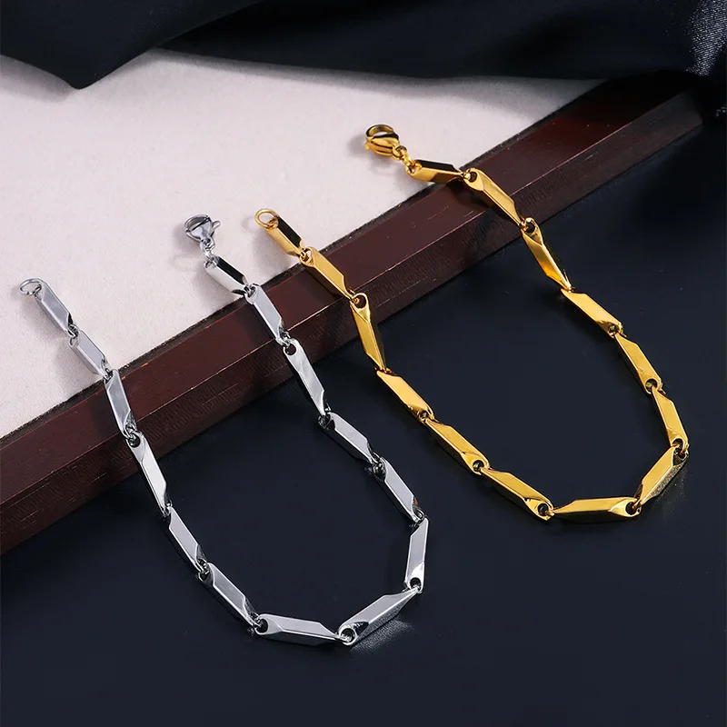 Мужской геометрический браслет с ромбовидной цепью