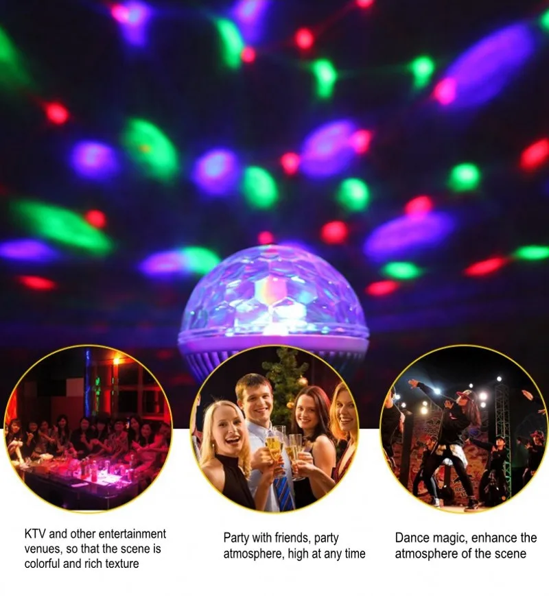 3W LED RGB Light Bulbs E27 220V 230V Color Change Rotating Flash Lamp for Stage Lighting KTV Disco Home Party Christmas images - 6