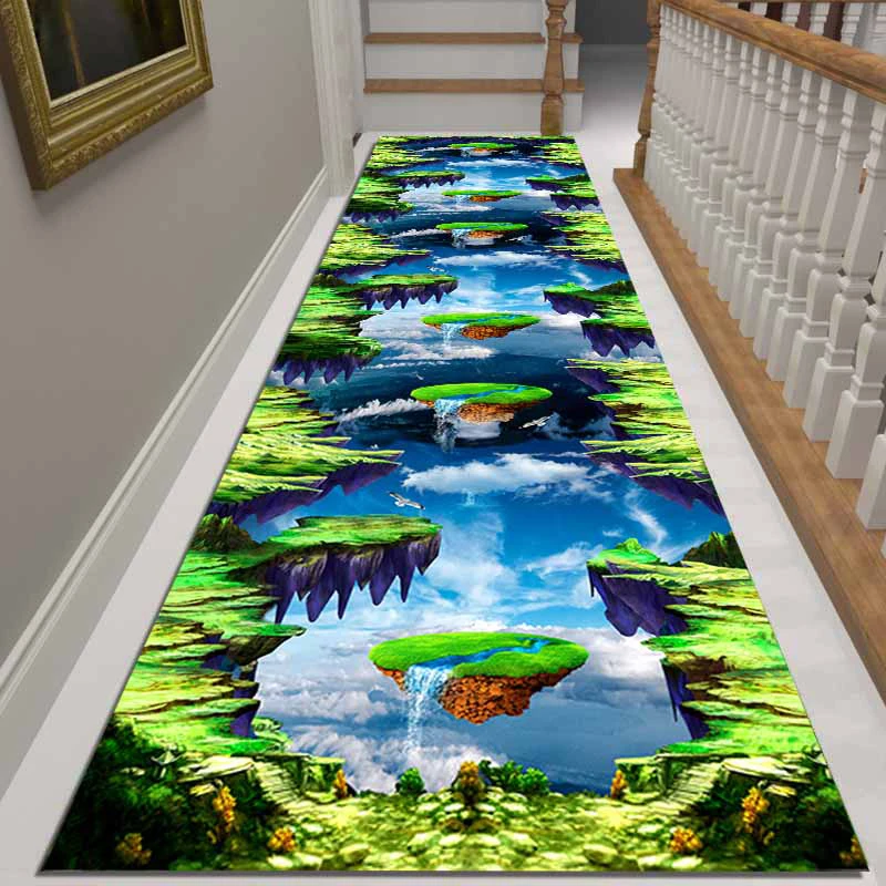 

Floral Green Lawn Corridor Hallway Rug Living Room Area Rug 3D Carpet Anti-slip Kitchen Mat Bedroom Dining Room Floor Carpets