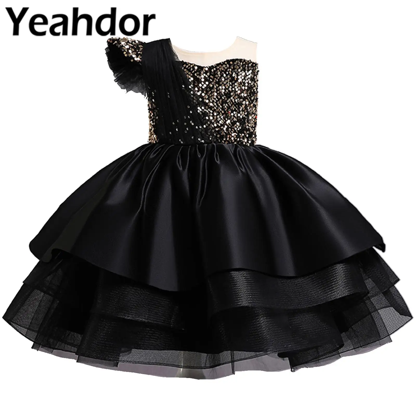 

Платье-пачка для девочек на одно плечо с блестящими блестками