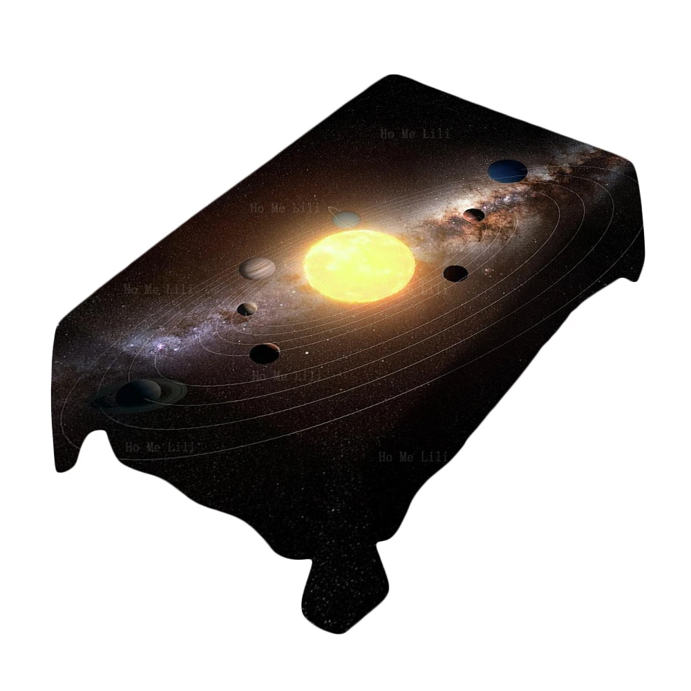 

Deep Space Exploration Solar System Nine Planets Celestial Galaxy Stain Resistant Tablecloth By Ho Me Lili Tabletop Decor