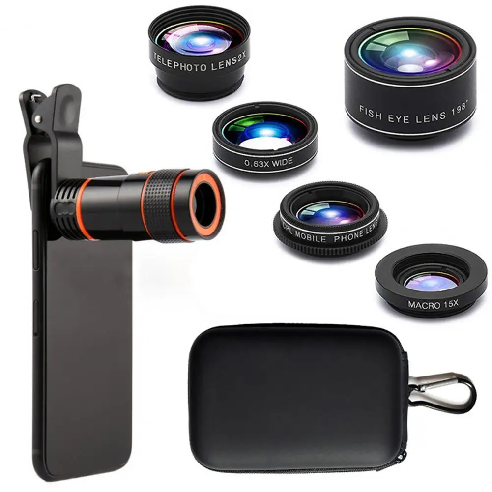 

1 Set Useful Long Lifespan Phone Camera Lens Impact Resistant Clip Camera Lens 198-Degree Fisheye Lens Set Multipurpose