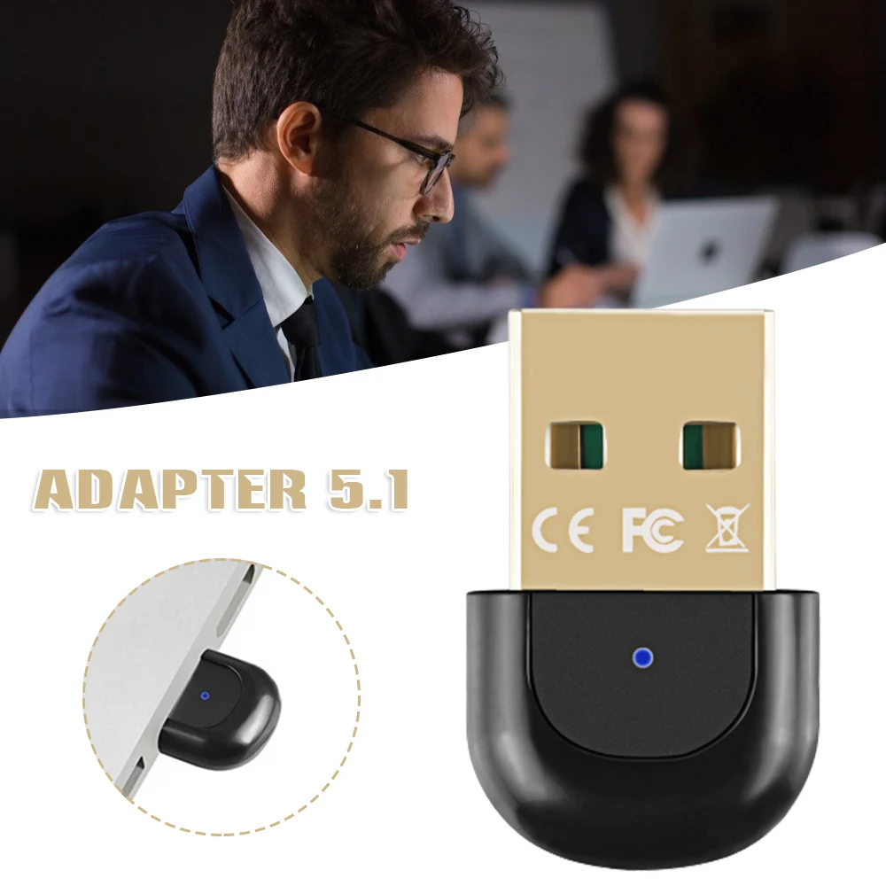 

USB EDR+BT V5.1 Adapter Wireless Connection Receiver Bluetooth-Compatible 10-20m Transmission Distance Low Latency