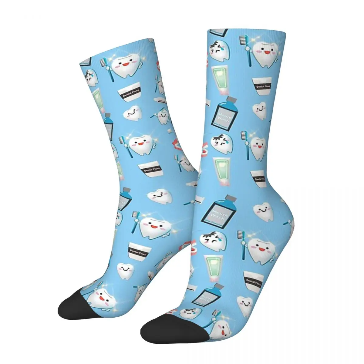 

Crazy Sock for Men Pattern Hip Hop Harajuku Tooth Teeth Dental Braces Stomatology Department Pattern Printed Boys Crew Sock