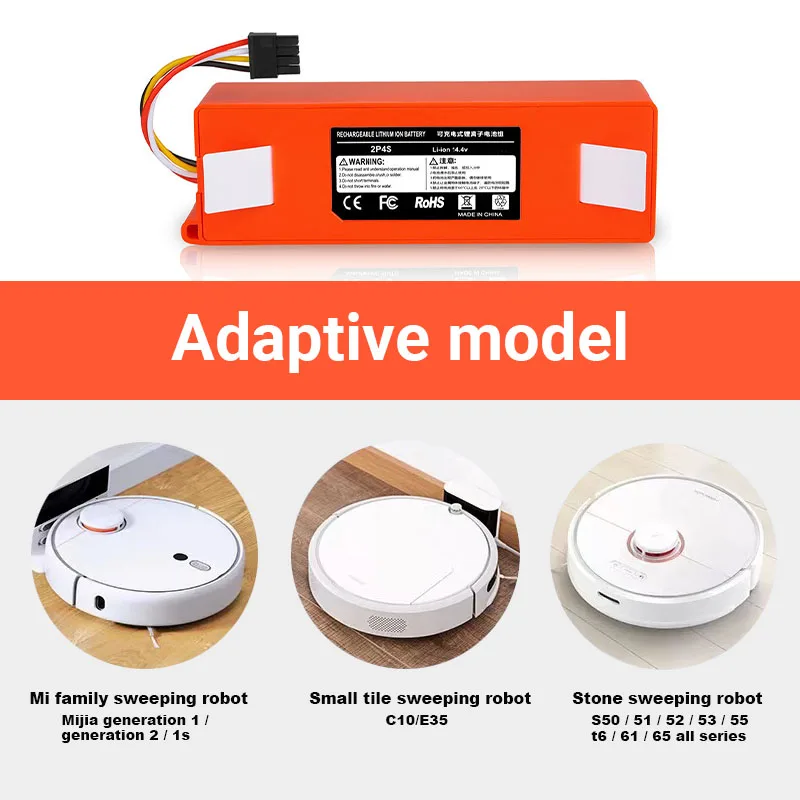

New 9800mAh 14.4V 9.8Ah li-ion Battery Vacuum Cleaner accessories for xiaomi mi robot Robotics cleaner roborock S50 S51 T4 T6