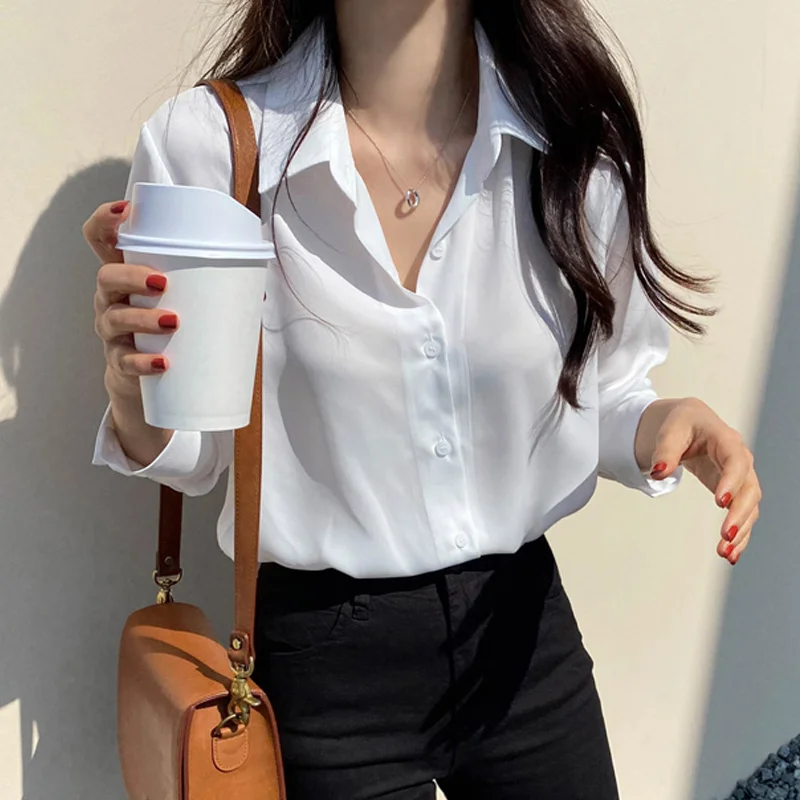 

Tops Clothes Blusas New Women's Shirt Classic Chiffon Blouse Female Plus Size Loose Long Sleeve Shirts Lady Simple Style